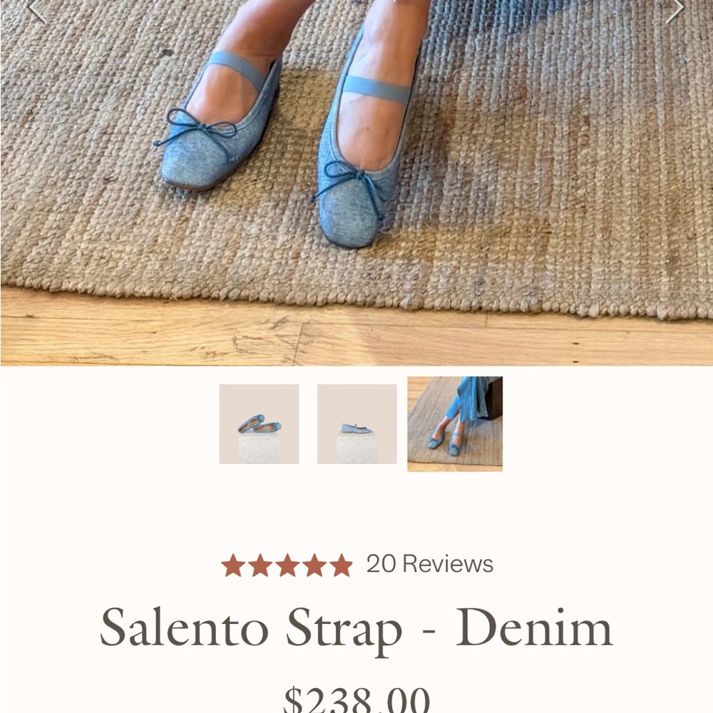 A Soliani Salento Strap Denim Ballet Flats